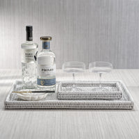 Zodax Langsa Rattan Woven Tray, Large, Matte White