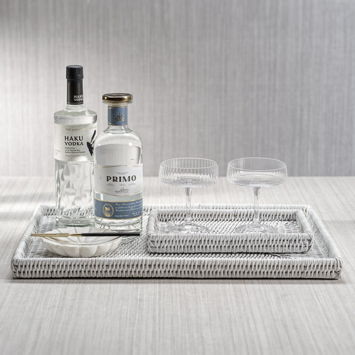 Zodax Langsa Rattan Woven Tray, Large, Matte White
