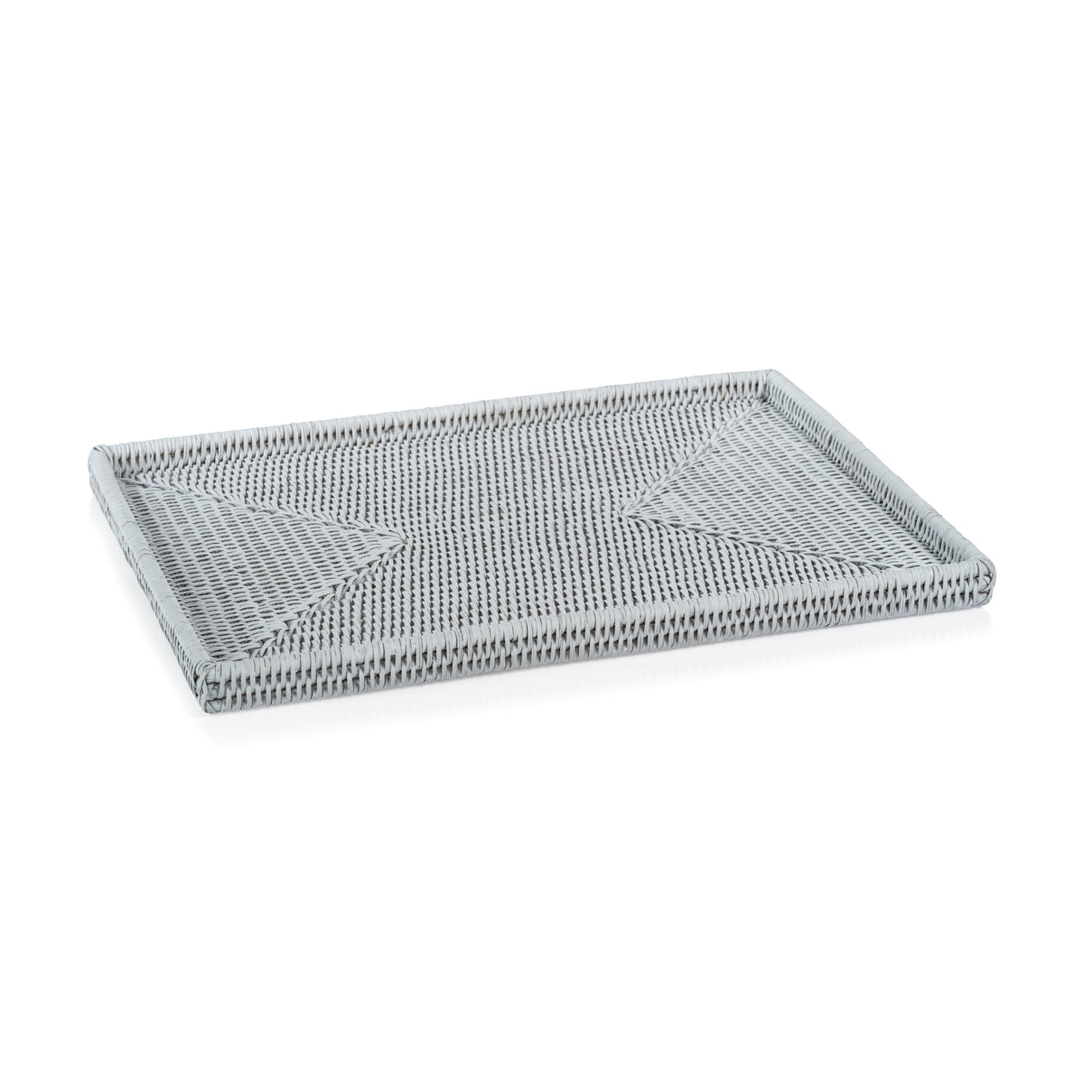 Zodax Langsa Rattan Woven Tray, Large, Matte White