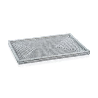 Zodax Langsa Rattan Woven Tray, Large, Matte White