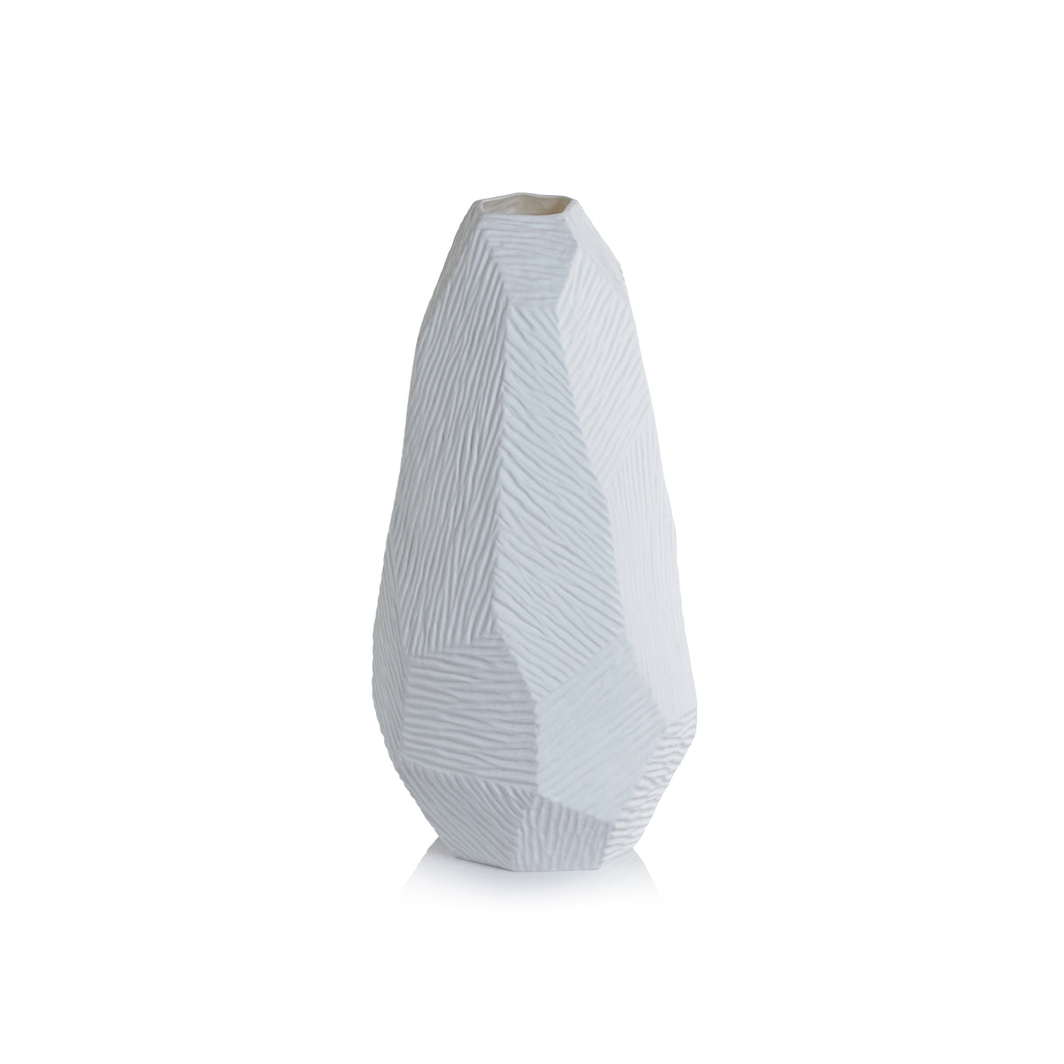 Zodax Fremont Faceted Fine Bone China Vase, Large