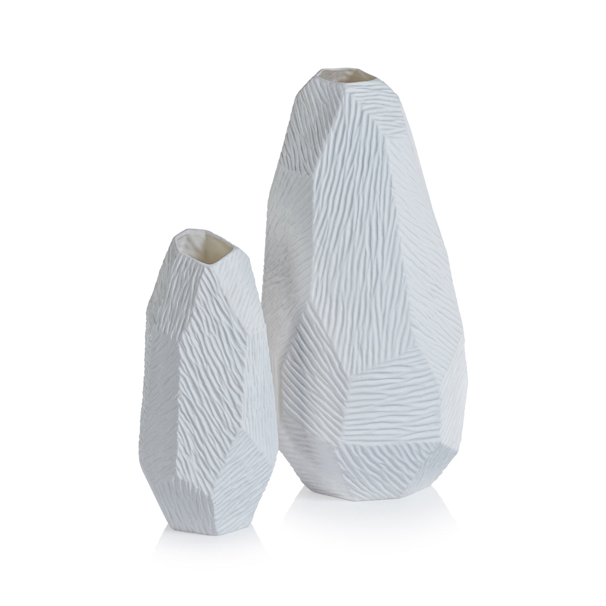 Zodax Fremont Faceted Fine Bone China Vase, Large