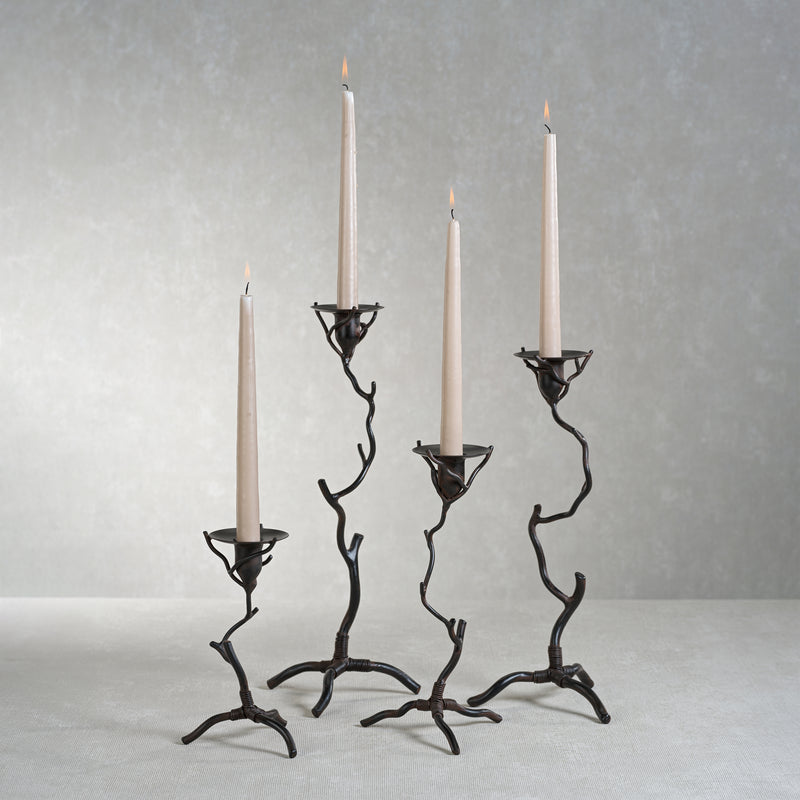 Zodax Brunel Twig Design Wrought Iron Candleholder, 11"