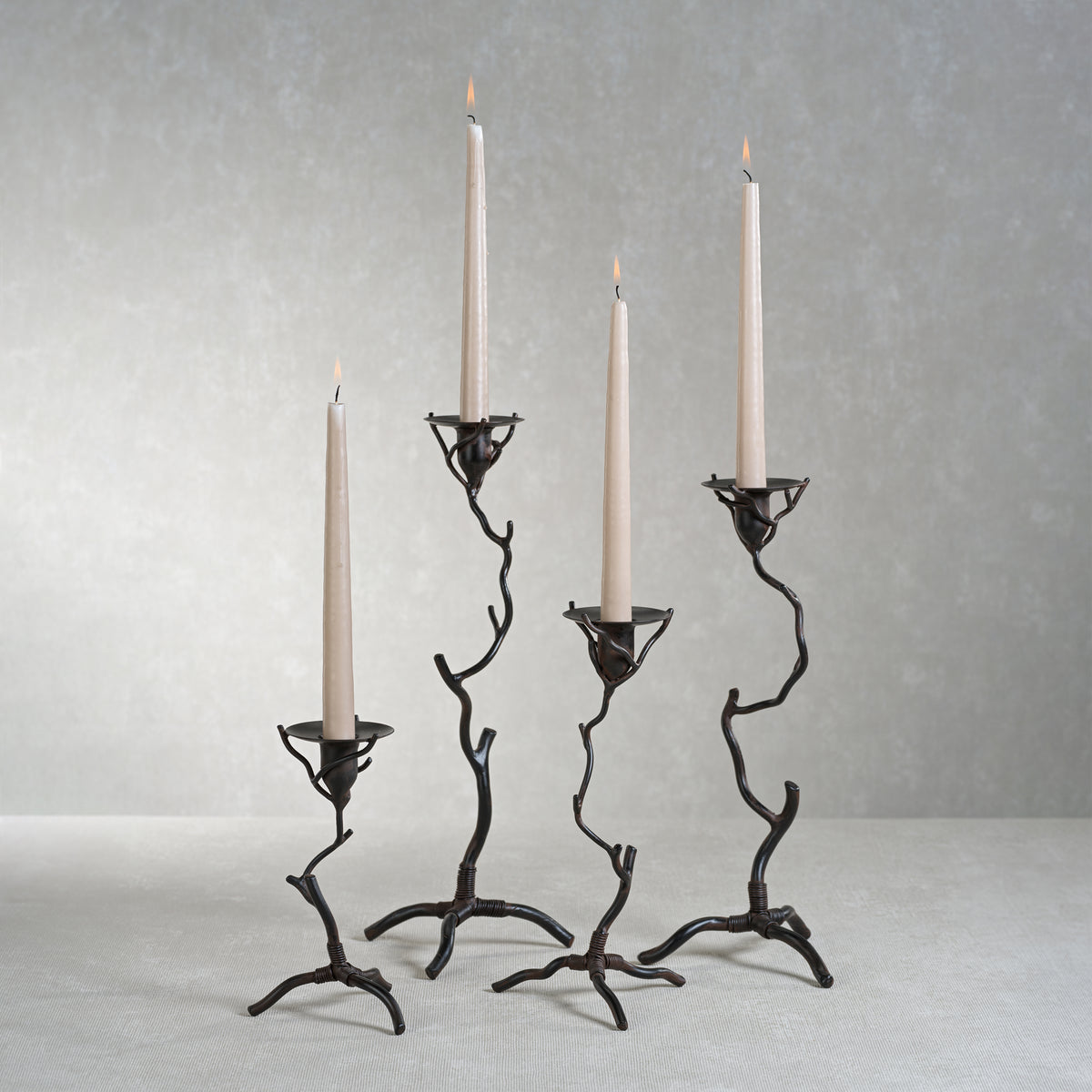 Zodax Brunel Twig Design Wrought Iron Candleholder, 14"