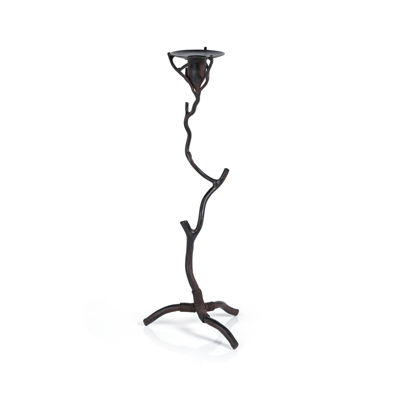 Zodax Brunel Twig Design Wrought Iron Candleholder, 16"