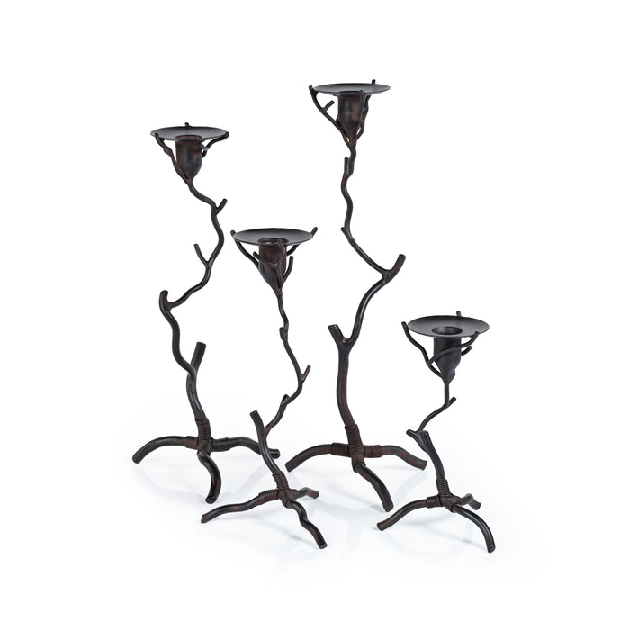 Zodax Brunel Twig Design Wrought Iron Candleholder, 16"