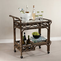 Zodax Woven Rattan Rolling Bar Cart