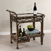 Zodax Woven Rattan Rolling Bar Cart
