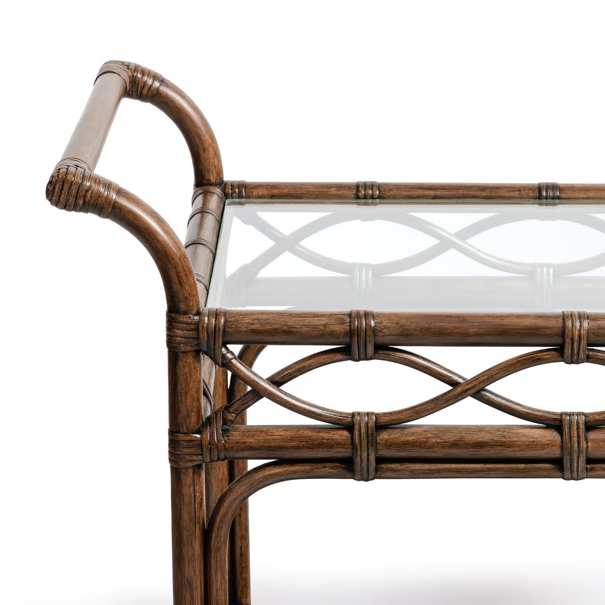Zodax Woven Rattan Rolling Bar Cart