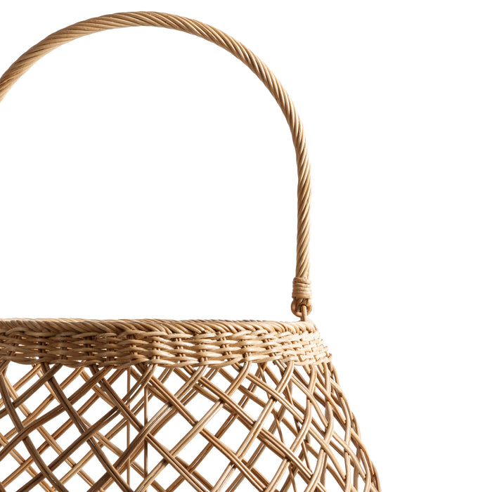 Zodax Veranda Woven Rattan Lantern with Glass Hurricane, Small