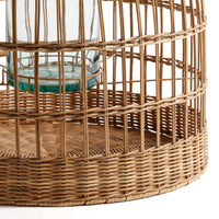 Zodax Veranda Woven Rattan Lantern with Glass Hurricane, Large