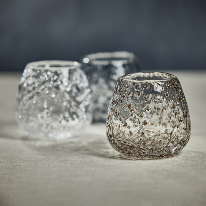 Zodax Elodie Glass Vase/Candle Holder w/ Glass Chips, Blue