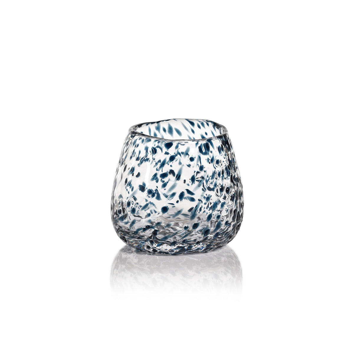 Zodax Elodie Glass Vase/Candle Holder w/ Glass Chips, Blue