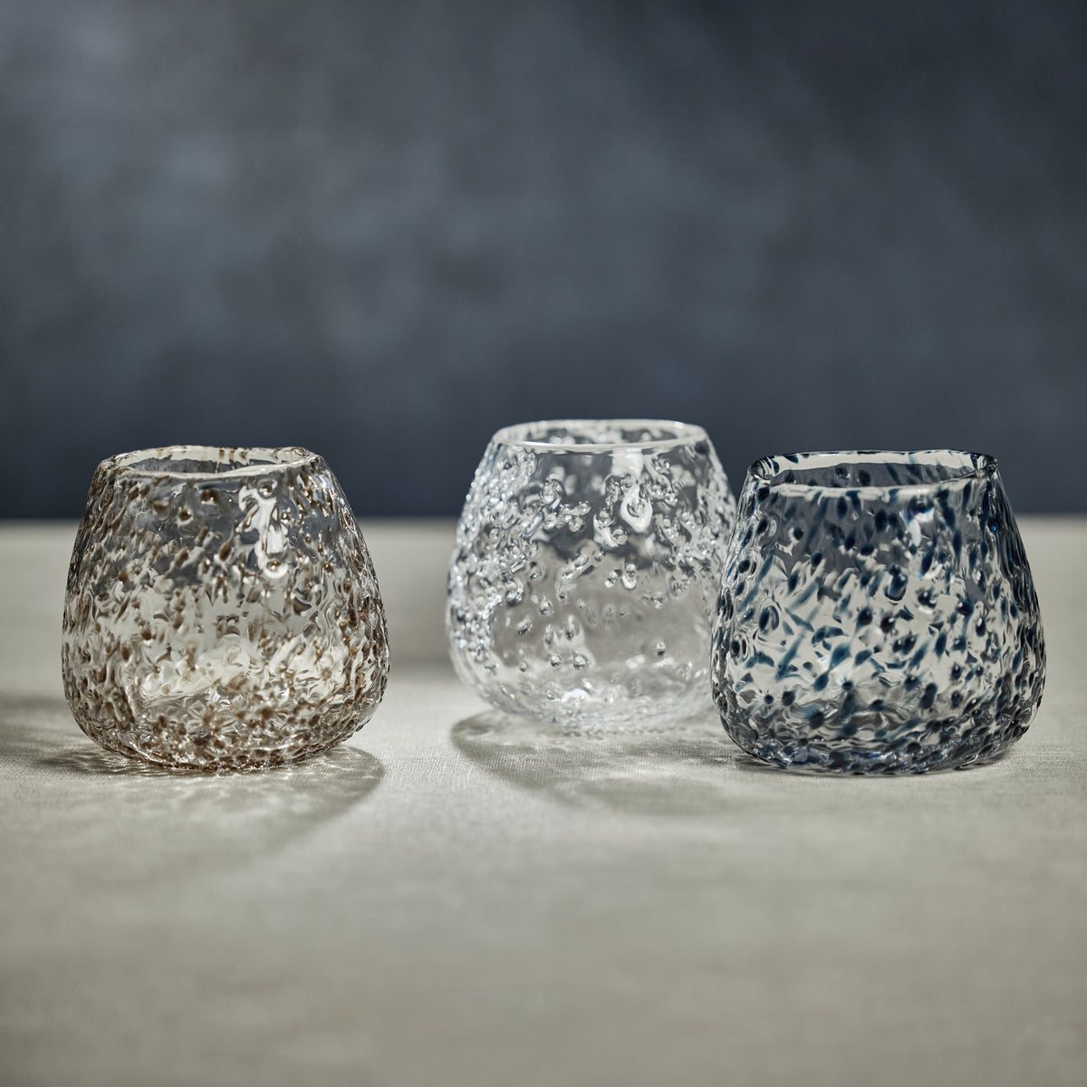 Zodax Elodie Glass Vase/Candle Holder w/ Glass Chips, Clear
