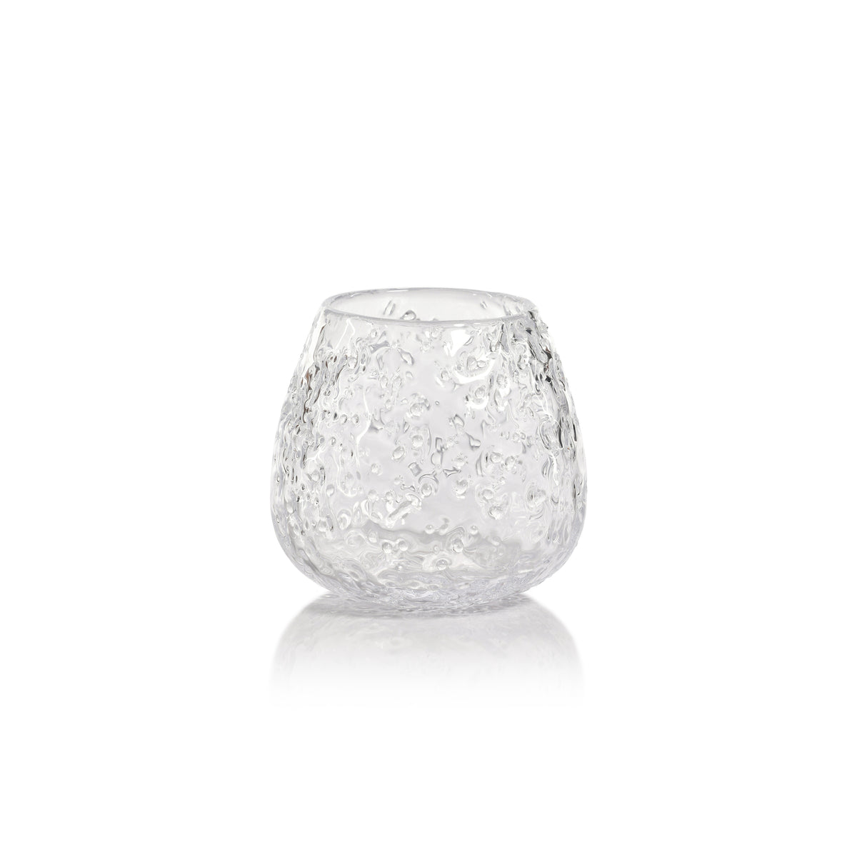 Zodax Elodie Glass Vase/Candle Holder w/ Glass Chips, Clear