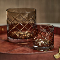 Zodax Mariel 6" Tall Hand Cut Glass Vase / Candle Holder, Walnut