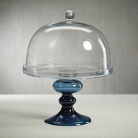Zodax Vellerti Glass Cake Stand, Blue