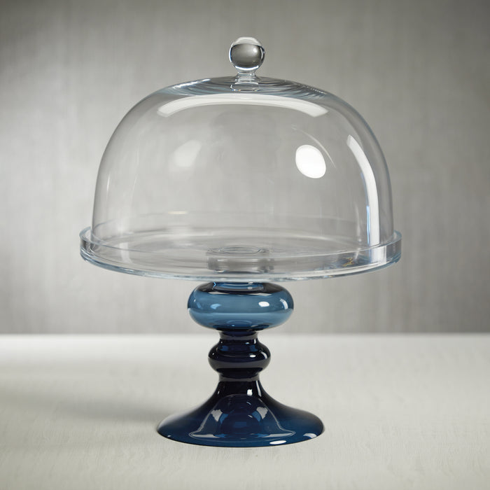 Zodax Vellerti Glass Cake Stand, Blue