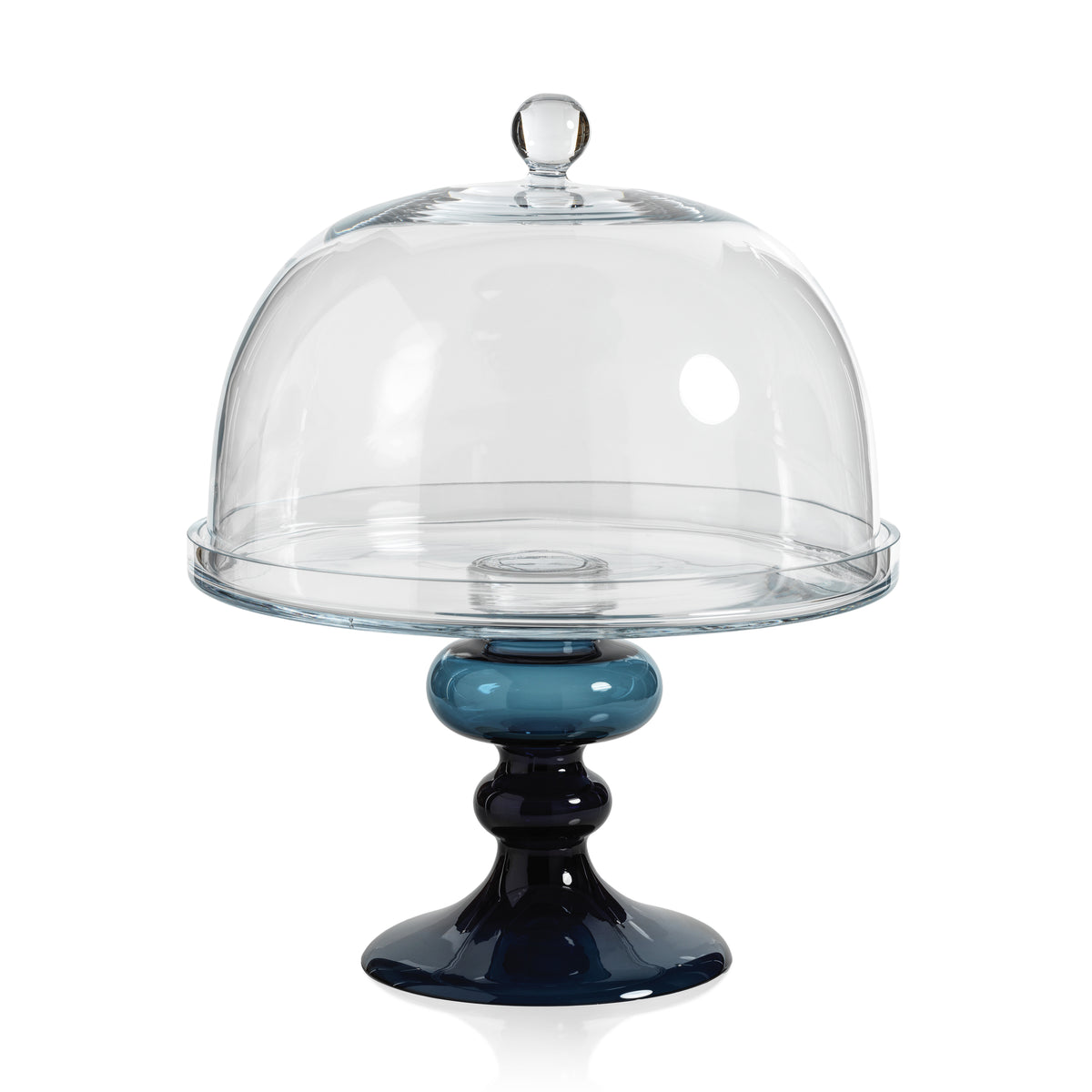 Zodax Vellerti Glass Cake Stand, Blue