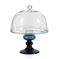 Zodax Vellerti Glass Cake Stand, Blue