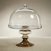 Zodax Vellerti Glass Cake Stand, Taupe
