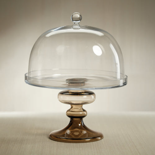 Zodax Vellerti Glass Cake Stand, Taupe