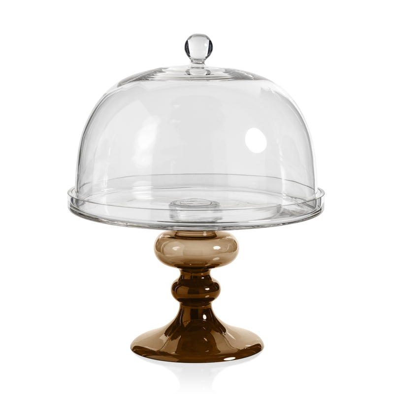 Zodax Vellerti Glass Cake Stand, Taupe