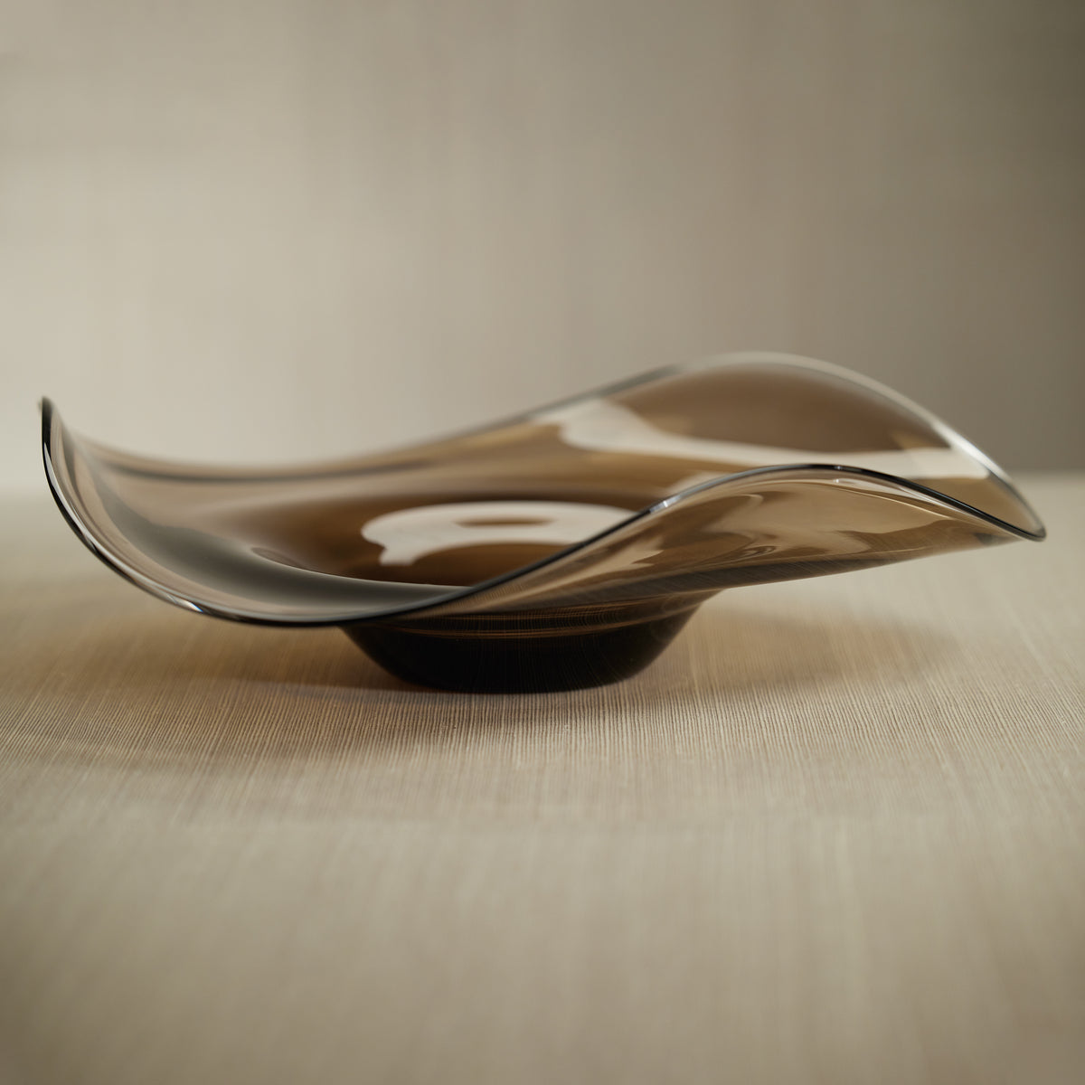 Zodax Vellerti Taupe Wave Glass Bowl, Large