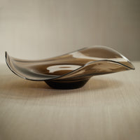 Zodax Vellerti Taupe Wave Glass Bowl, Large