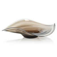 Zodax Vellerti Taupe Wave Glass Bowl, Large