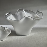 Zodax Vellerti 9.25 Tall Wave Glass Bowl, White