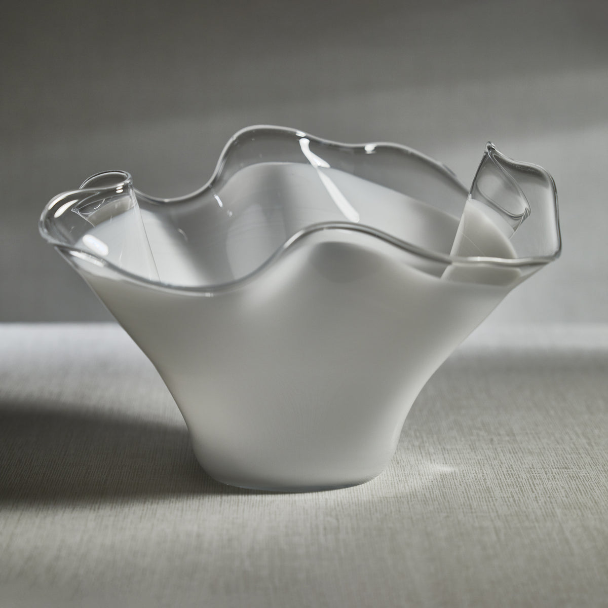 Zodax Vellerti 9.25 Tall Wave Glass Bowl, White