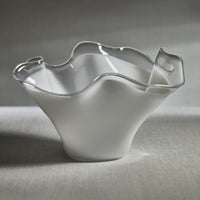Zodax Vellerti 9.25 Tall Wave Glass Bowl, White