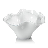 Zodax Vellerti 9.25 Tall Wave Glass Bowl, White