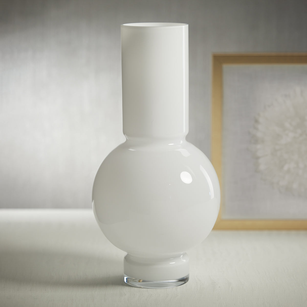 Zodax Chaumont Glass Vase, White Opal