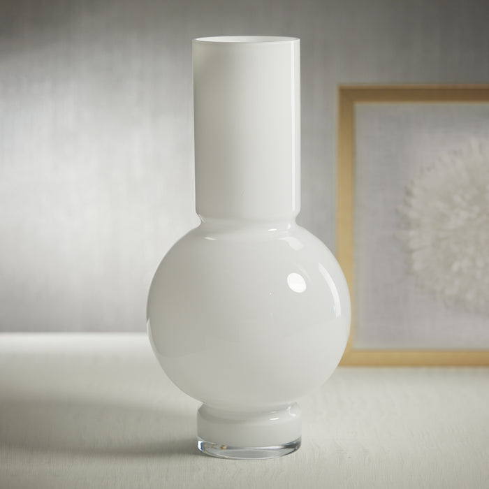 Zodax Chaumont Glass Vase, White Opal