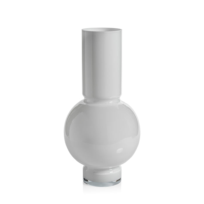 Zodax Chaumont Glass Vase, White Opal
