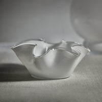 Zodax Vellerti 6"Tall Wave Glass Bowl, White