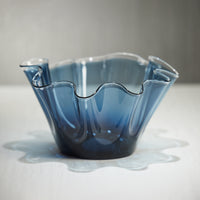 Zodax Vellerti 6"Tall Wave Glass Bowl, Blue