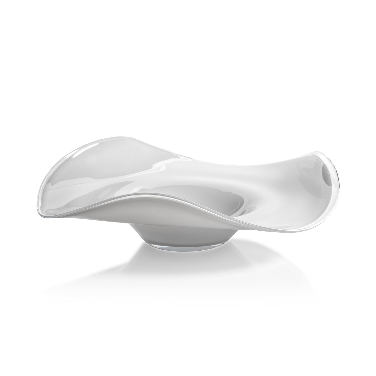 Zodax Shoal Scissor Cut Opal White Wave Glass Bowl