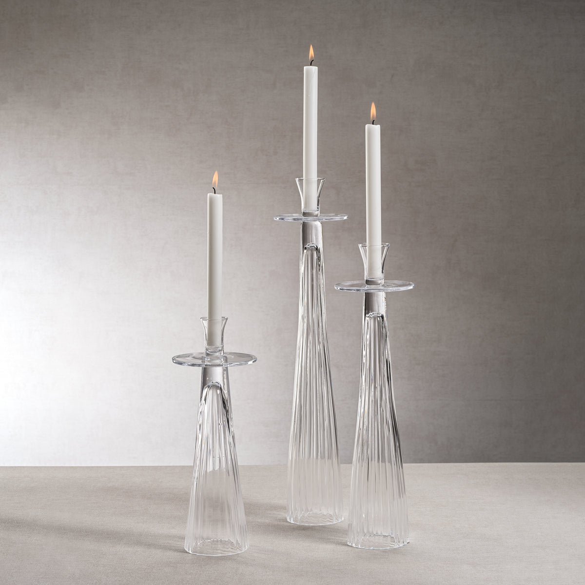 Zodax Oslob Tall Ribbed Glass Taper Holder, Small