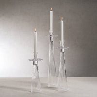 Zodax Oslob Tall Ribbed Glass Taper Holder, Small