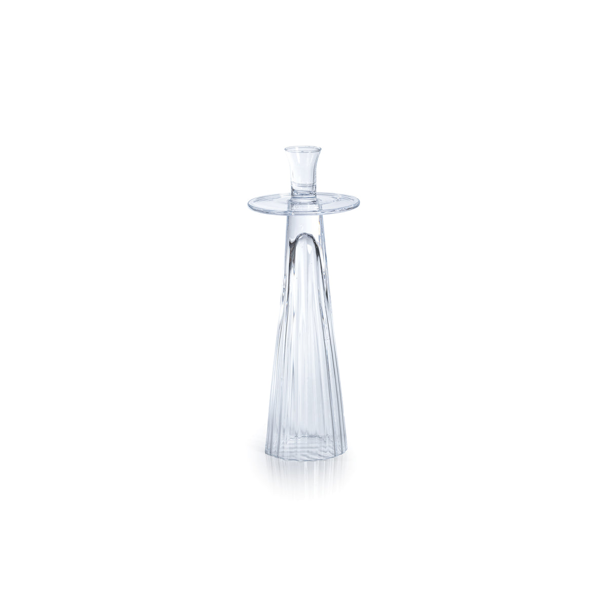 Zodax Oslob Tall Ribbed Glass Taper Holder, Small