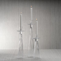 Zodax Oslob Tall Ribbed Glass Taper Holder, Medium