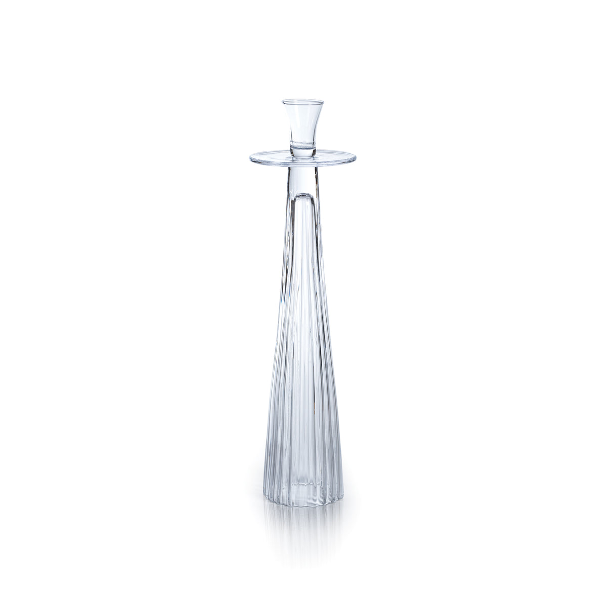 Zodax Oslob Tall Ribbed Glass Taper Holder, Medium