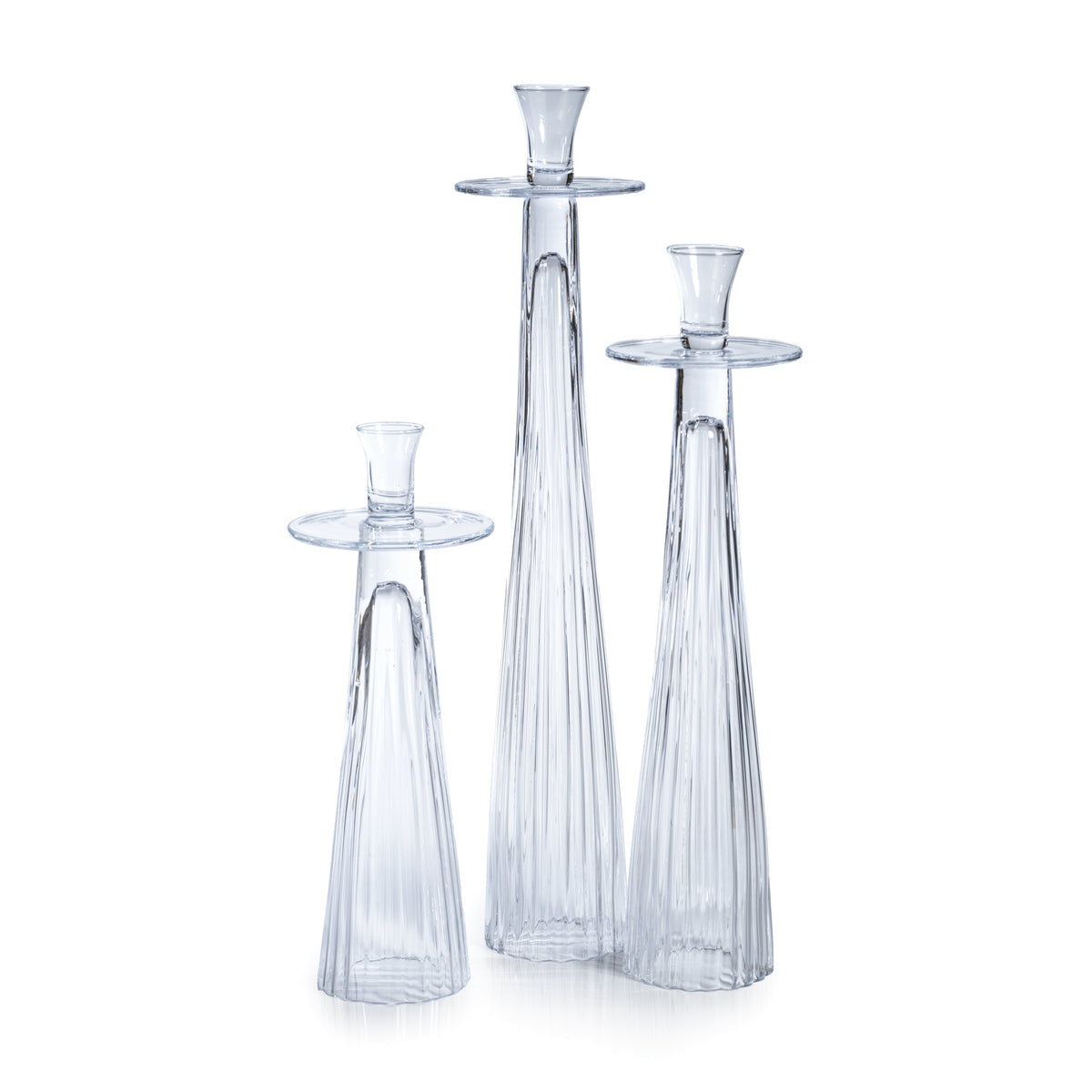 Zodax Oslob Tall Ribbed Glass Taper Holder, Medium