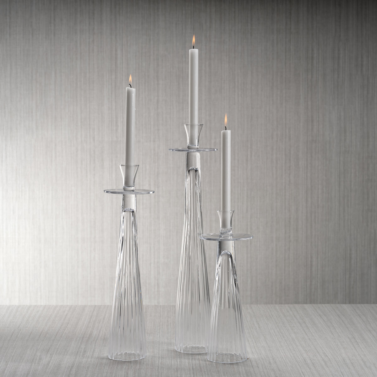 Zodax Oslob Tall Ribbed Glass Taper Holder, Large