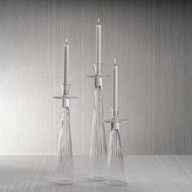 Zodax Oslob Tall Ribbed Glass Taper Holder, Large