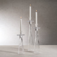 Zodax Oslob Tall Ribbed Glass Taper Holder, Large