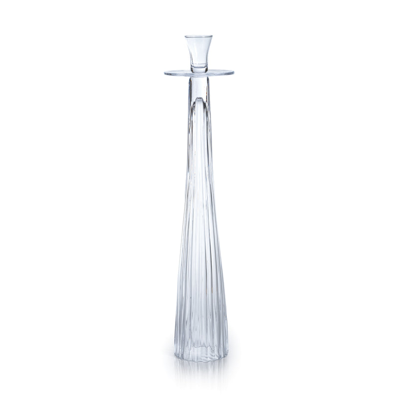 Zodax Oslob Tall Ribbed Glass Taper Holder, Large